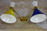 Original Stilnovo double wall sconce - blue, yellow white