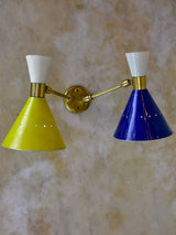 Original Stilnovo double wall sconce - blue, yellow white
