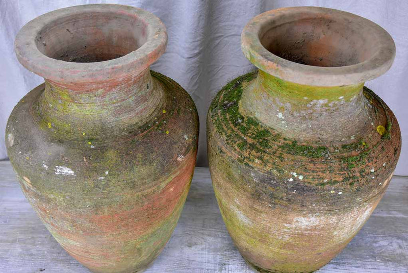 Pair of large antique terracotta Castelnaudary flower pots 26½"