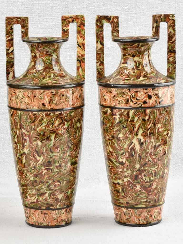 Stunning 1900s Green Marble Pichon Vases