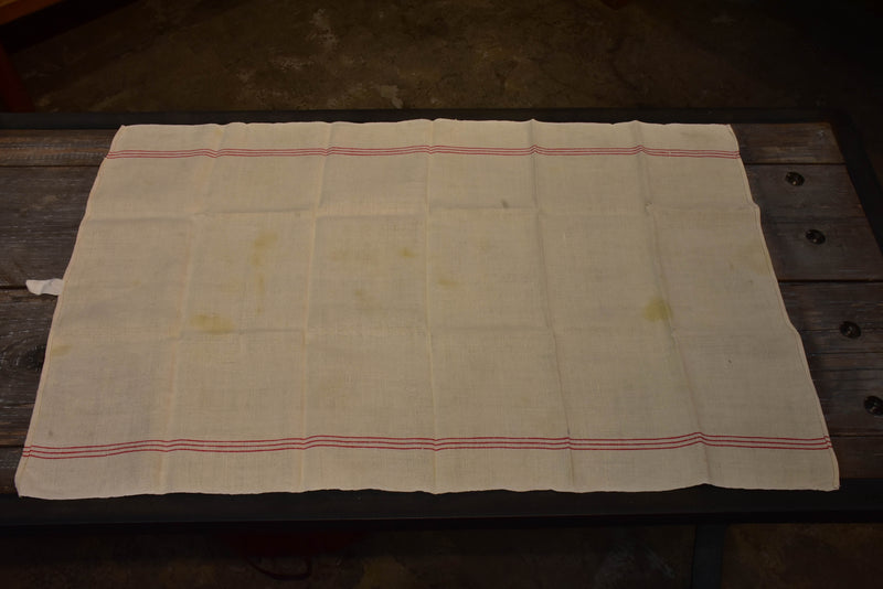 Vintage French tea towel with red stripes