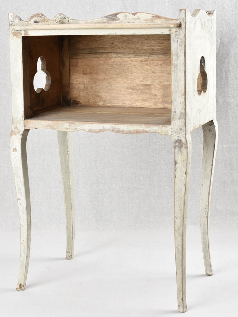 Antique French nightstand with clover cutout