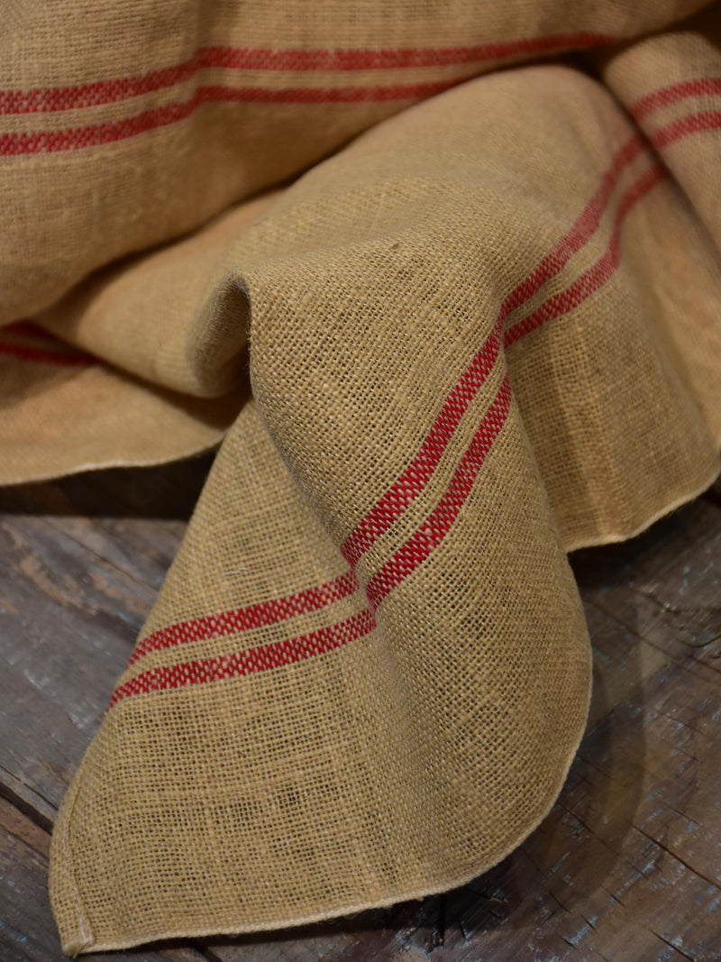 Pair of vintage French tea towels with red stripes