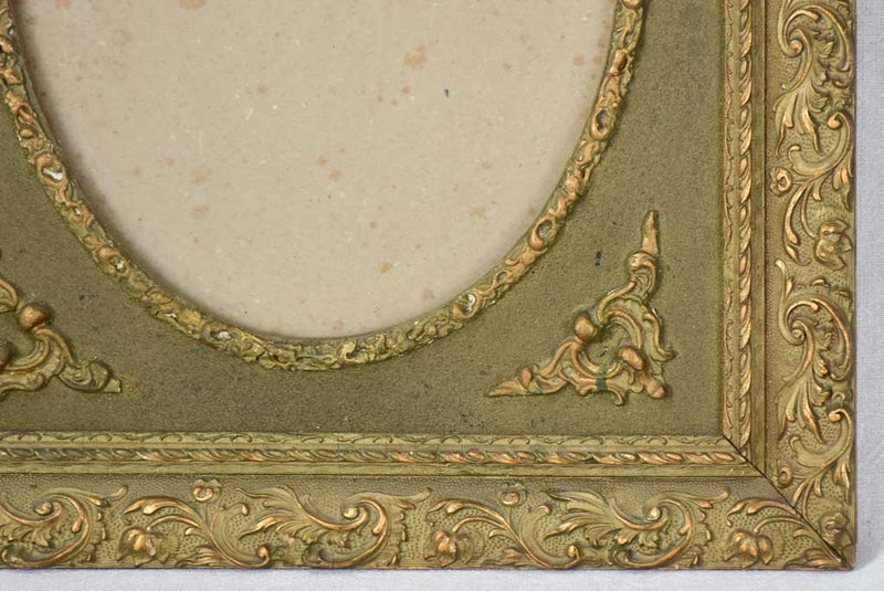 Napoleon III portrait frame - sage green and gold 11½" x 15¼"