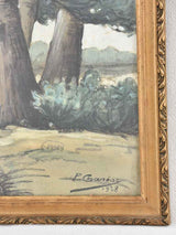 Antique landscape pastel P. Ganeac 1928 - 21¼" x 15"