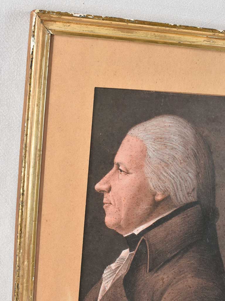 Antique gentleman's pencil portrait, framed