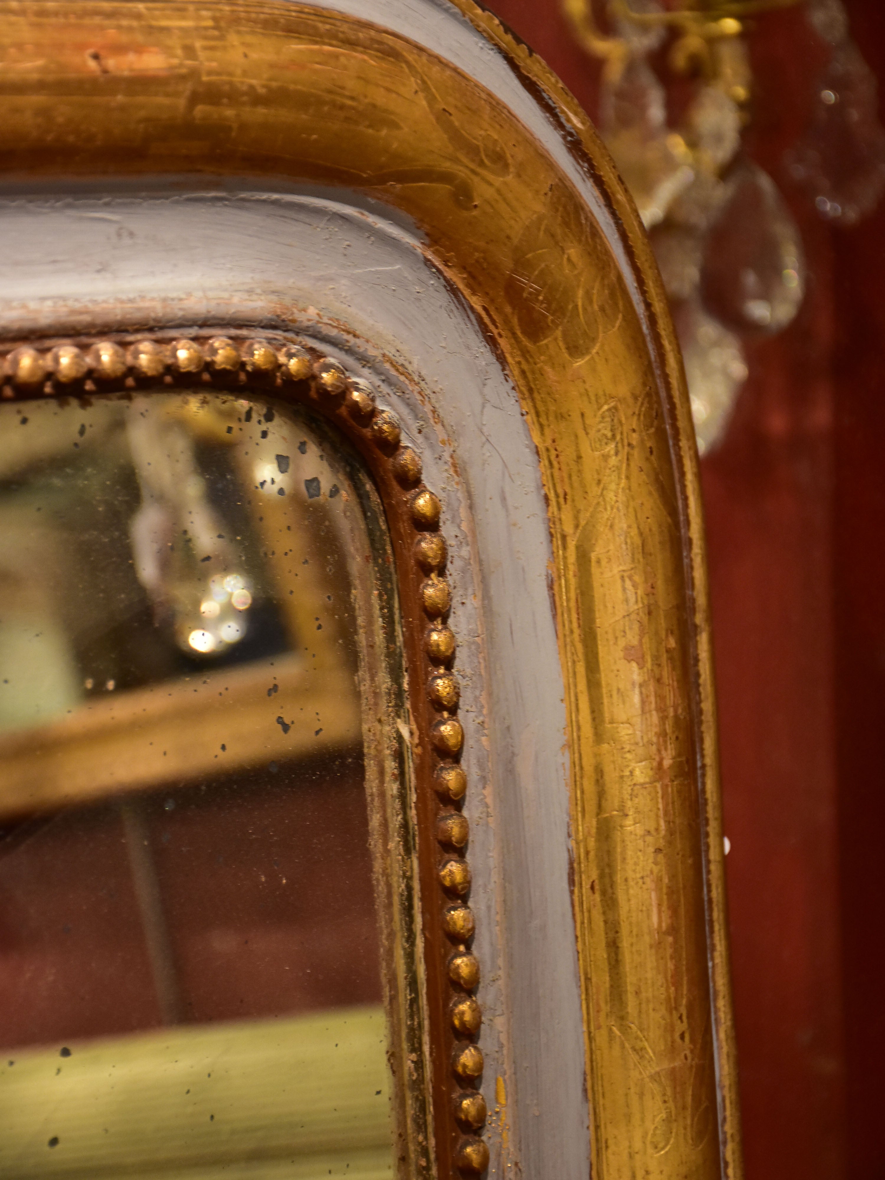 Painted Louis Philippe mirror with grey and gold frame