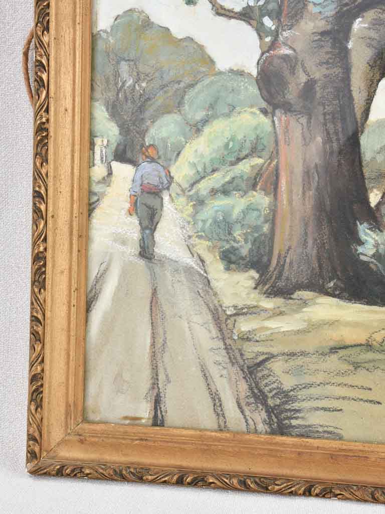 Antique landscape pastel P. Ganeac 1928 - 21¼" x 15"