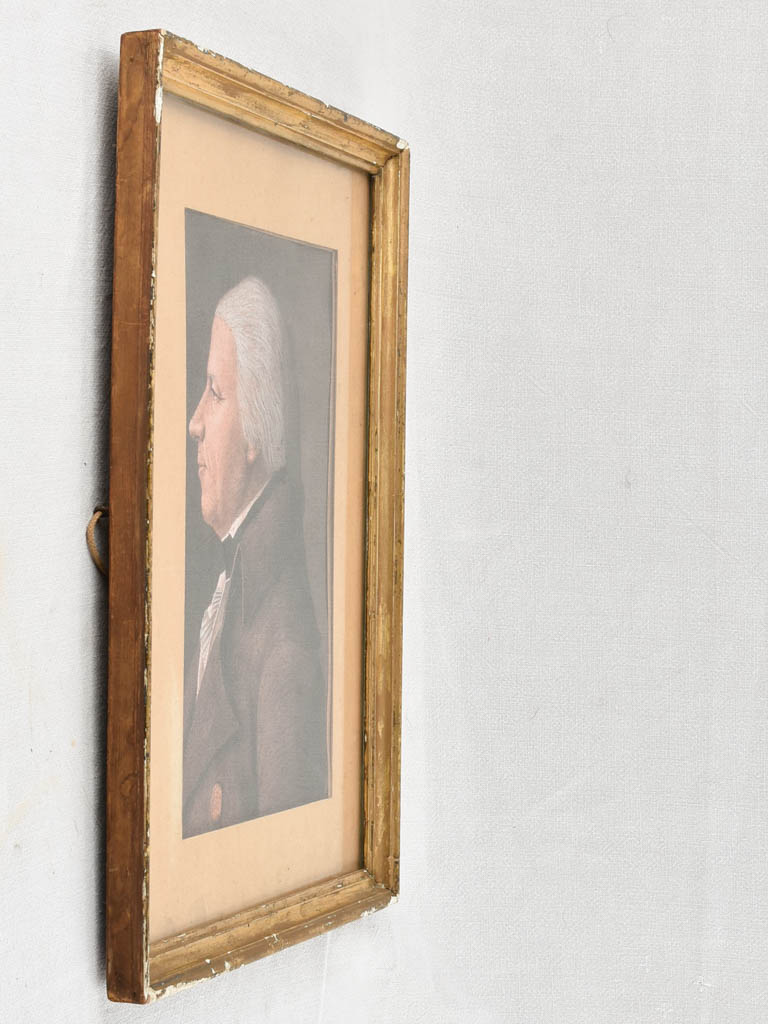 Vintage men's profile drawing in glass