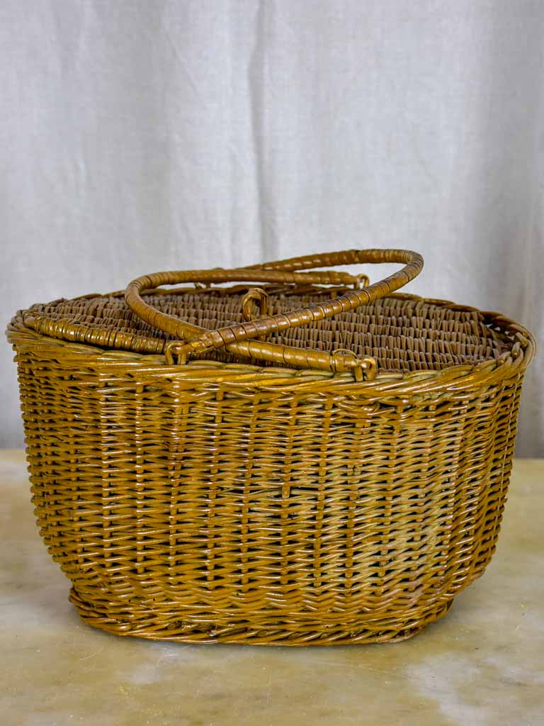 Antique French fishing creel - wicker