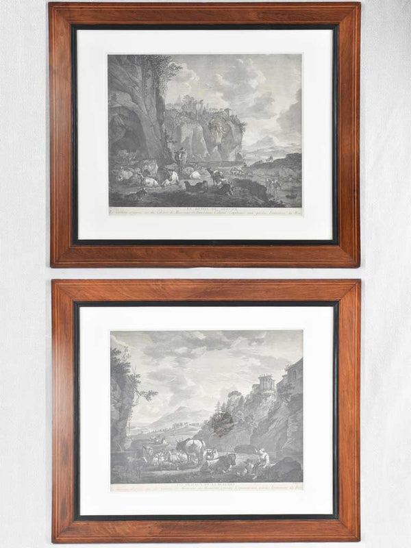 Two 19th century engravings - herd of cows 24¾" x 29¼"