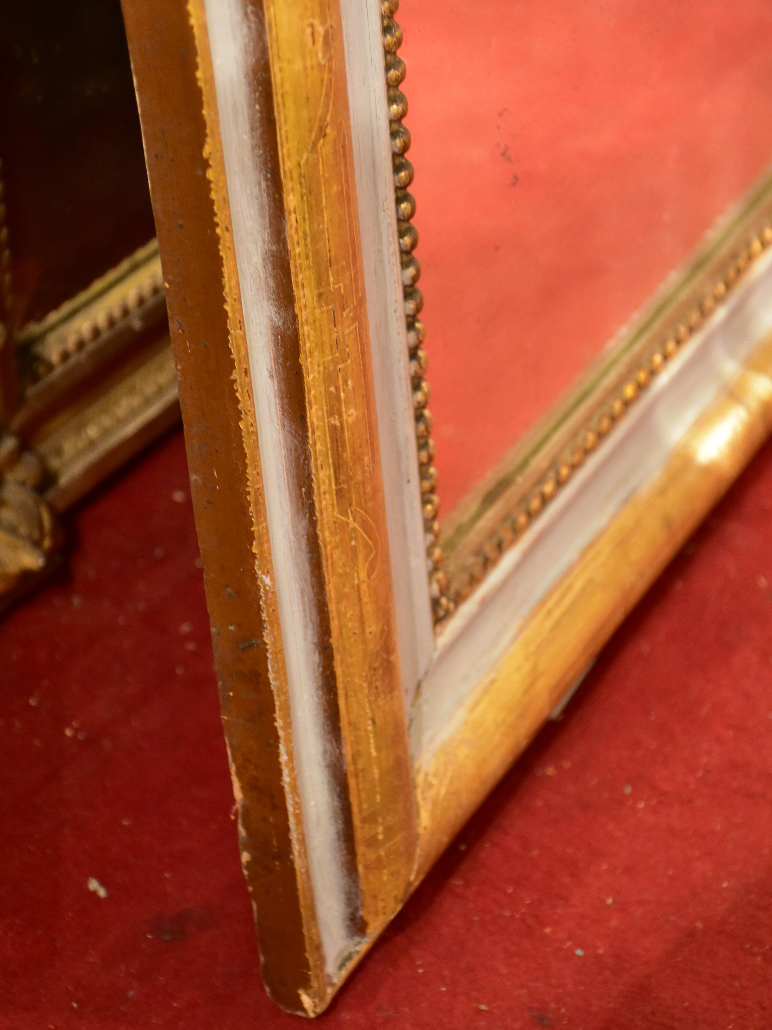 Painted Louis Philippe mirror with grey and gold frame