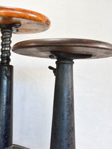 Collection of three sewing stools with cast iron bases "Singer"