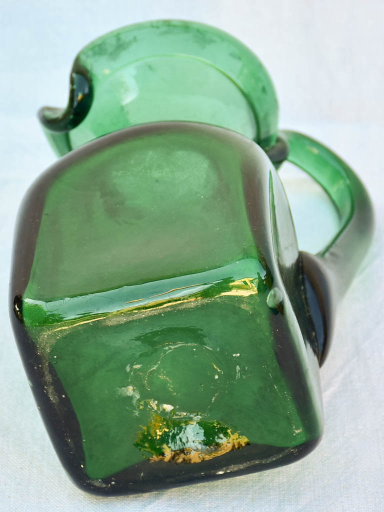 Italian blown glass pitcher - blue / green 10¾"