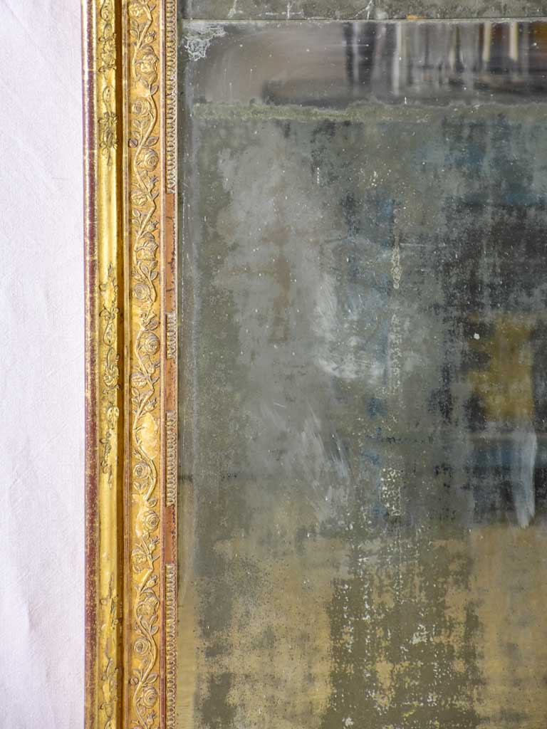 RESERVED LF Large two-pane Louis XVI Pier mirror with gilded frame & aged mercury glass 37¾" x 67"