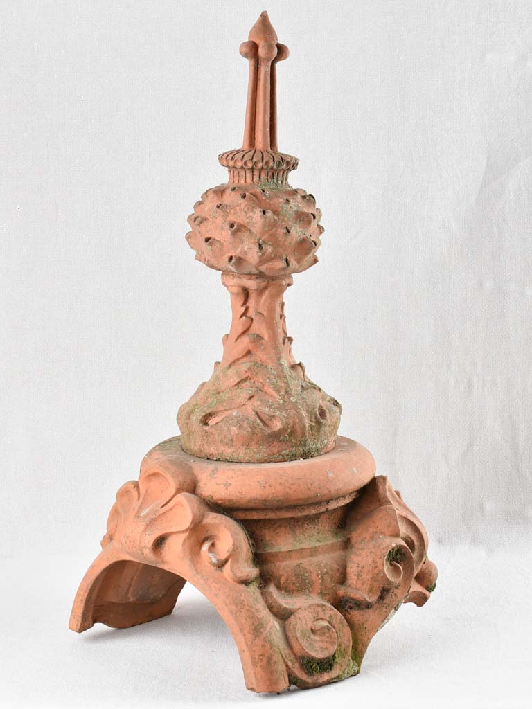 Antique French terracotta lightning rod - 19th century 33"