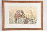 Vintage engraving of a hunting dog w/ pheasant Leon Danchiz (1887-1938) 23¾" x 32"