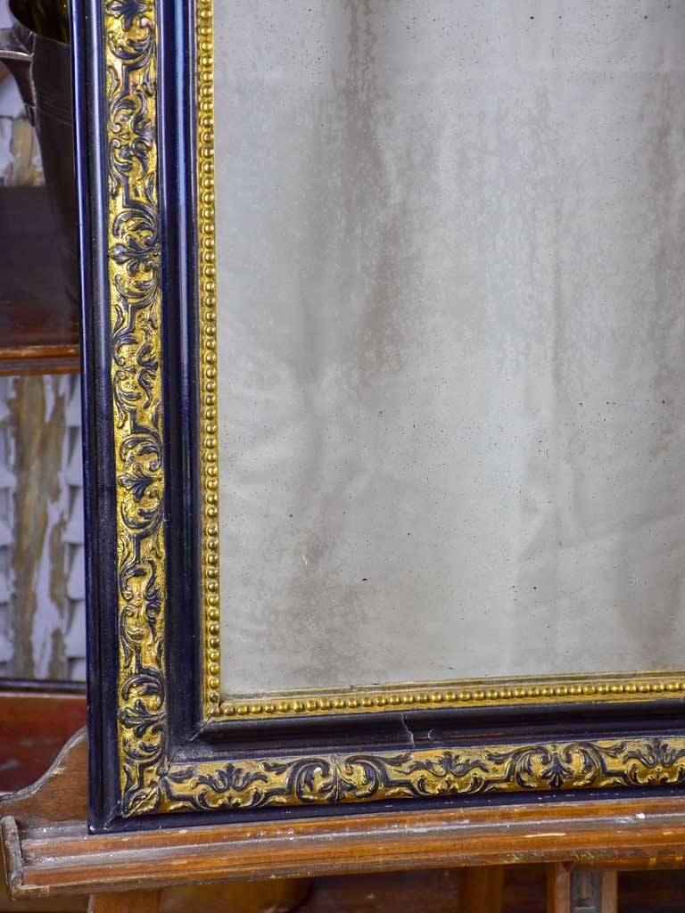 Black and gold antique French mirror - Napoleon III 25 ½" x 35"
