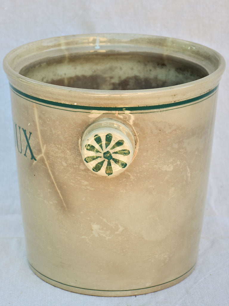 Antique French faience pot - Saindoux 9¾"
