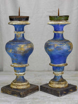 Pair of 19th Century Italian candlesticks with blue patina