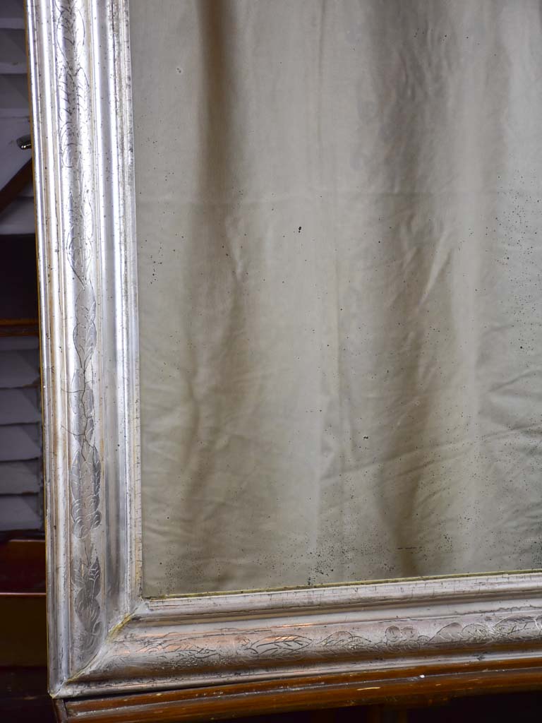 Antique French Louis Philippe mirror with silver frame 28 ¼" x 42 ½"