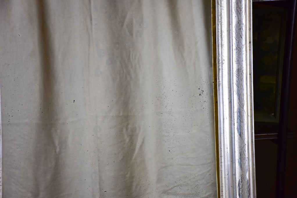 Antique French Louis Philippe mirror with silver frame 28 ¼" x 42 ½"