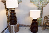 Pair of vintage lamps made with salvaged electrical isolators