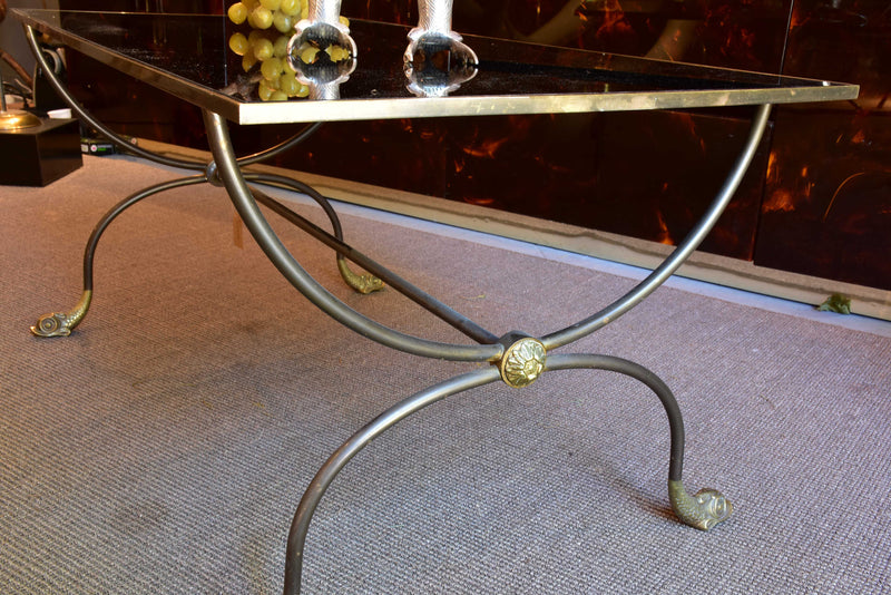 Maison Baguès coffee table with black opaline top and dauphin feet