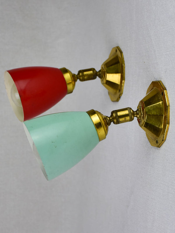 Vintage 1950's brass wall sconces