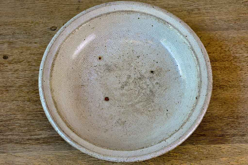 Antique French bowl with crackled white glaze