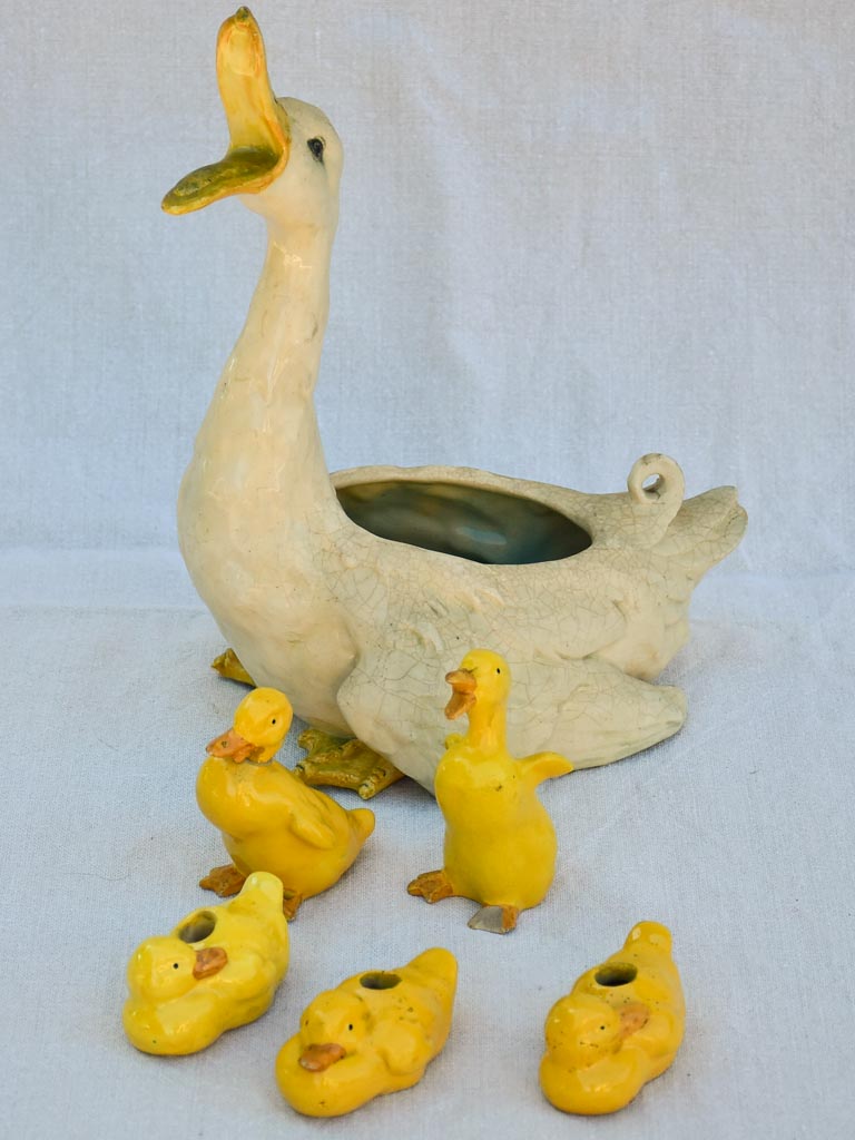 Vintage Yellow and White Ceramic Ducklings