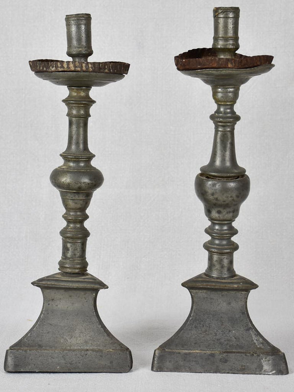 17th Century French Pewter Candlesticks
