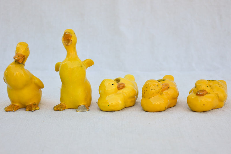 Vintage Yellow Glazed Baby Duck Figurines