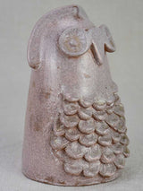 Clay sculpture of an owl with violet glaze - 1960's 6"