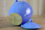 Antique French blue Martres Tolosane confit pot with lid