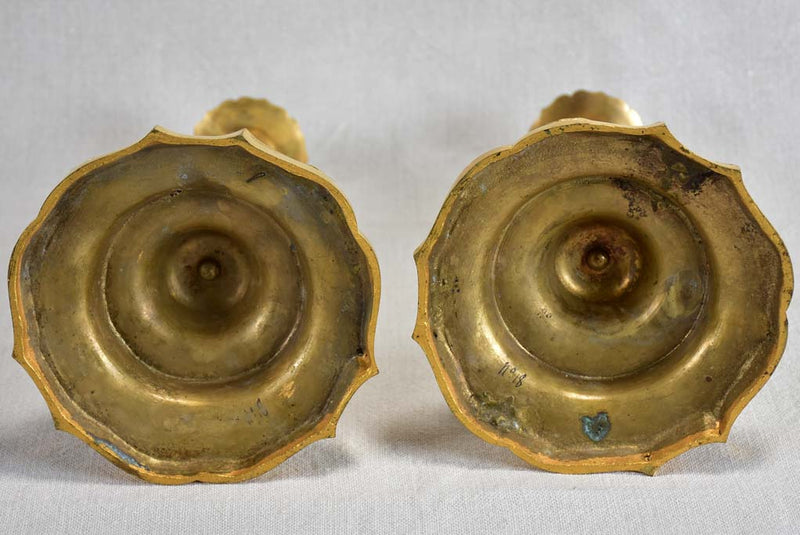 Pair of antique Louis XIV style candlesticks - gilt bronze 10¾"