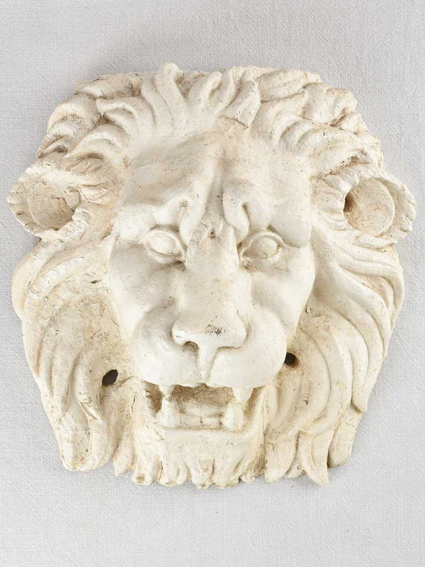 19th century terracotta lion's head façade ornament 17"