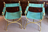 Pair of vintage French curule armchairs