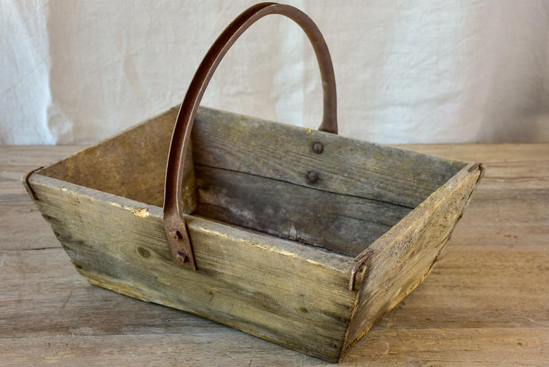 Pair of antique French wooden harvest baskets