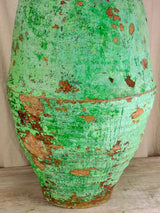 Large antique Spanish olive jar with green / aqua glaze 33¾"