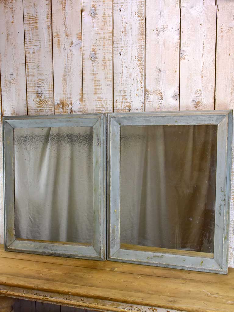 Pair of 19th Century French mirrors with mercury glass and painted frames 28" x 35½"