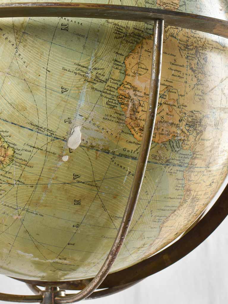 Antique French world globe with frame surround 22"