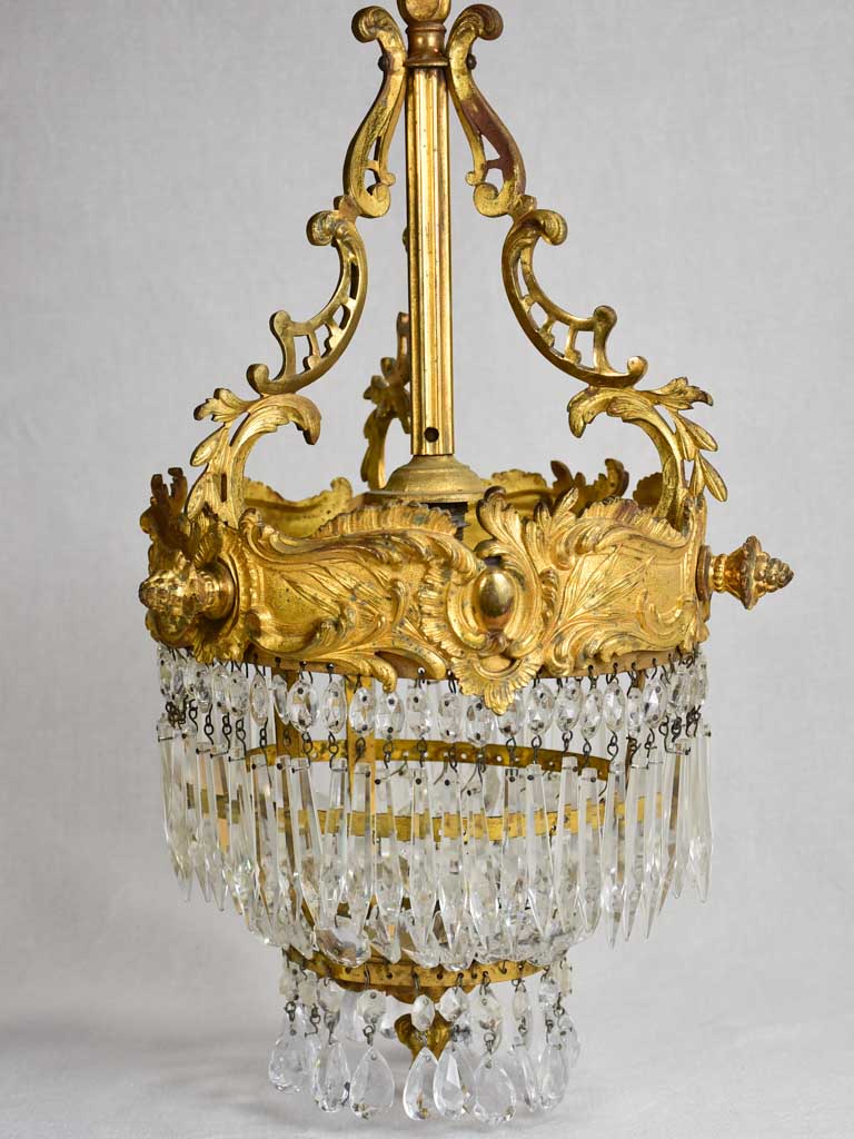 Small Napoleon III bronze and crystal chandelier 21¾"