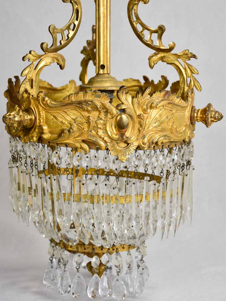 Small Napoleon III bronze and crystal chandelier 21¾"