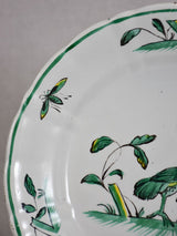 1950's Moustiers plate hand-painted with green foliage and a bird 9½"
