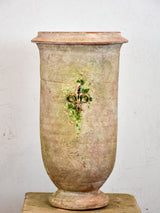 French handmade terracotta olive tube - antica finish with fleur de lys