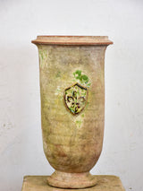 French handmade terracotta olive tube - antica finish with fleur de lys 2