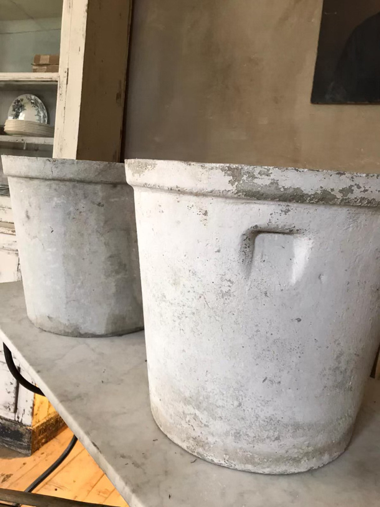 Pair of round Willy Guhl garden planters 15¾"