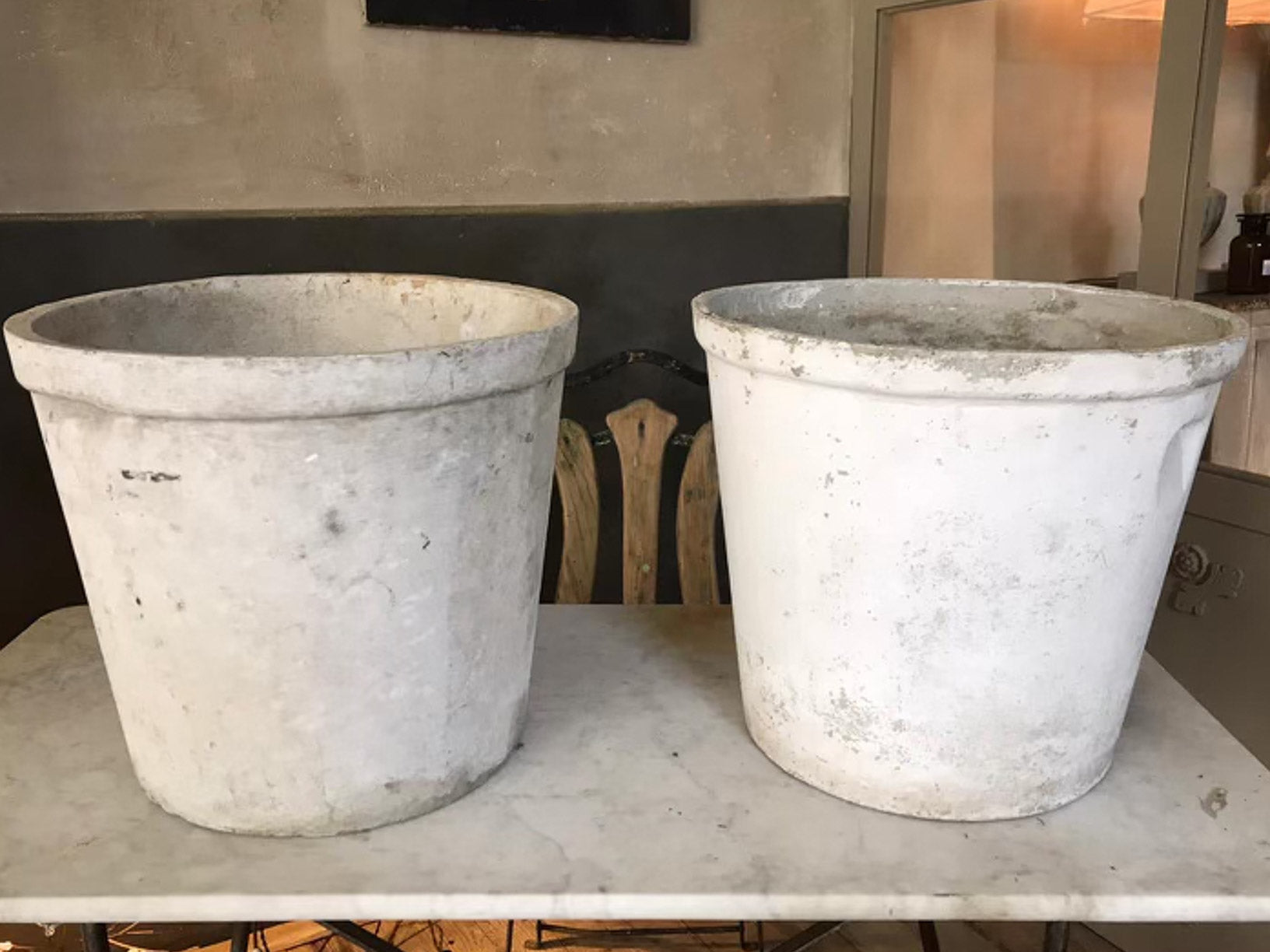 Pair of round Willy Guhl garden planters 15¾"
