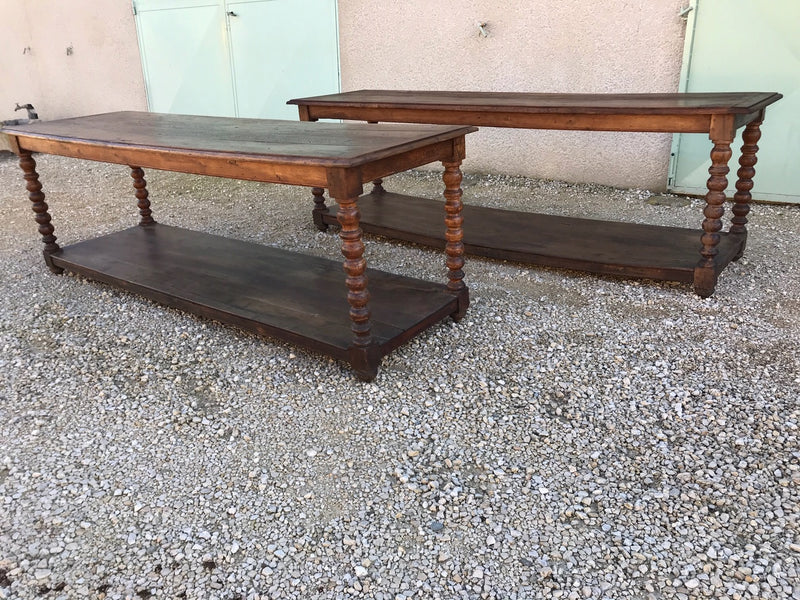 Large 19th Century French oak drapery table (two available)